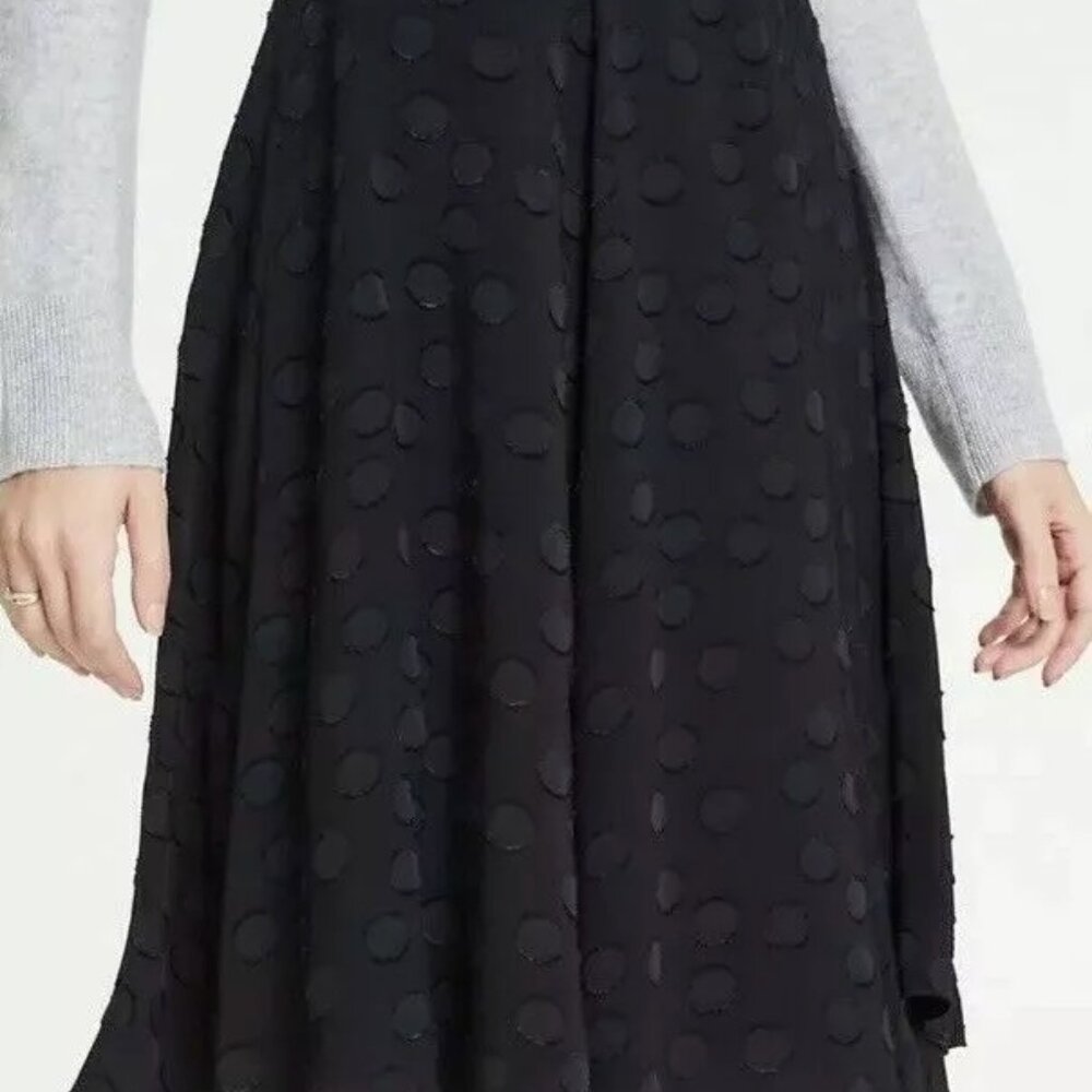 Ann Taylor Black Clip Dot Full Circle Chiffon Skirt Petite ‎ Size 6P - Picture 11 of 11